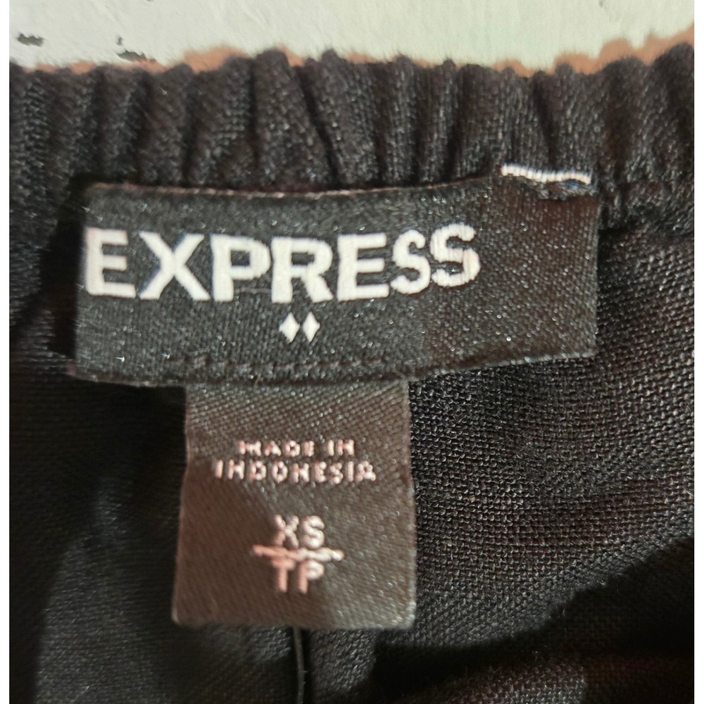 Express Women's Linen Blend Square Neck Tank Top Elasticized neck Black XS NEW - Picture 2 of 6